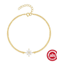 925 Sterling Silver Snowflake Zirconia Pendant Bracelet Fashion Jewelry Gift for Women