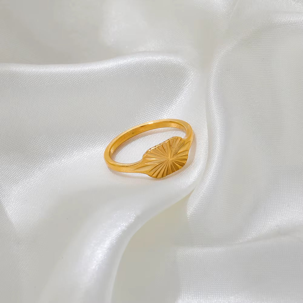 2020 High End Gold Finish Sunburst Band Finger Rings for Women Trendy Earring Wholesale Shiny Stainless Steel Ring