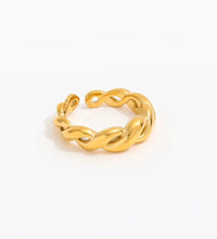 Joolim Jewelry Wholesale 18K Gold Plated Gradient Rope Stainless Steel Open Rings for Women Statement Rings
