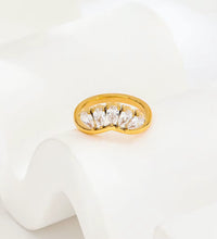 Joolim Jewelry Wholesale High End PVD Waterproof&No Fade Fashion Designer Teardrop Zirconia Pave Stainless Steel Ring for Women