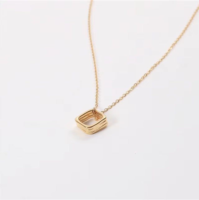 Joolim Jewelry 18K Gold Plated Simple Geometric Pendant Necklace Stainless Steel Necklace