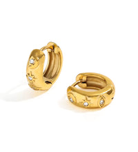 New Trendy Earring 18K Gold Plated Dainty CZ Moon Star Eye Stainless Steel Hoop Earrings for Women