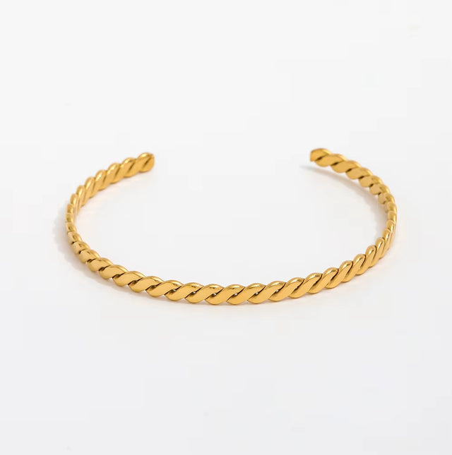 High End 18K PVD Gold Plated Stainless Steel Knit Cuff Bracelet for Women Wholesale Jewelry