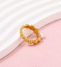 High End 18K Gold Plated One Pearl Bead Gradient Bubble Rings Stainless Steel Jewelry Trendy Finger Ring