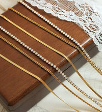 Joolim Jewelry 18K Gold Plated Three Layers Snake Chain Zircon Pave Necklace Stainless Steel Jewelry Wholesale