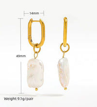 High End PVD 18K Gold Plated Waterproof Irregular Freshwater Pearl Pendant U Huggie Earring Stainless Steel Jewelry Wholesale