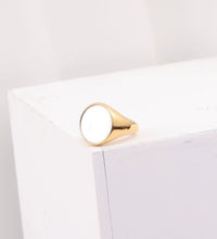 Joolim High End 18K Gold Plated Stainless Steel round Shell Statement Stamp Band Rings for Women Finger Ring Wholesale 16Mm