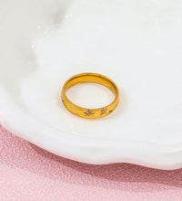 High End 18K Plain Gold Star Zircon Surround Band Ring Stainless Steel Trendy Simple Gold Plated Jewelry Gift