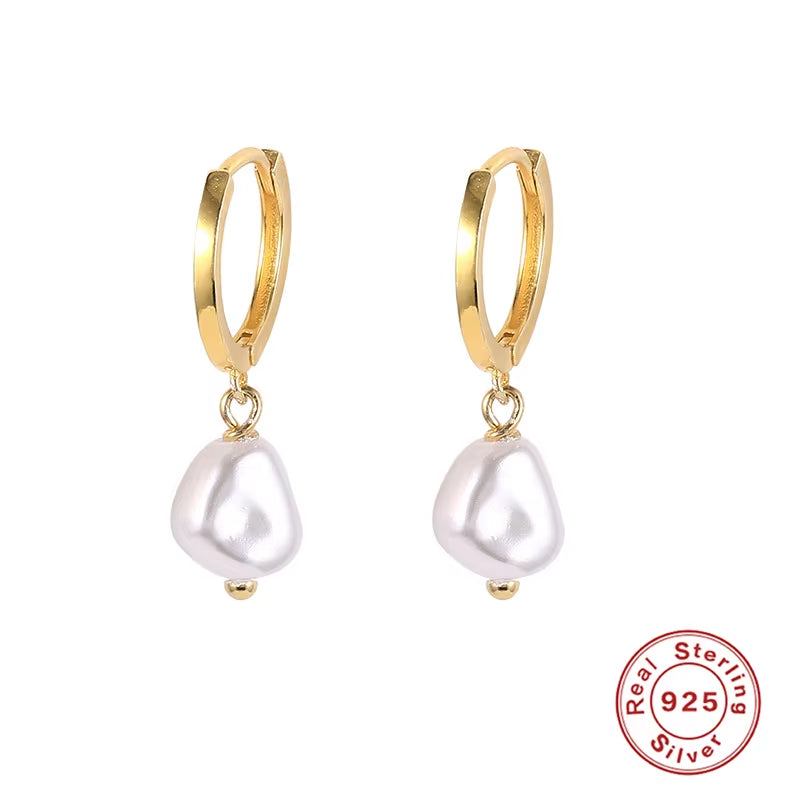 Dainty 925 Sterling Silver Simulated Pearl Earring Fashion Jewelry Wholesale