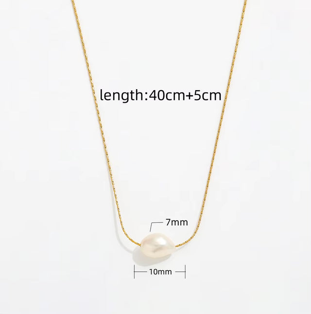 Joolim Jewelry 18K Gold Plated Fresh Water Pearl Dainty Chain Necklace Stainless Steel Fashion Jewelry Wholesale