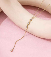 Joolim Jewelry Dainty 18K Gold Plated Stainless Steel Necklace Adjustable Cross Link Chain Y Tassel Zircon Vintage for Gift