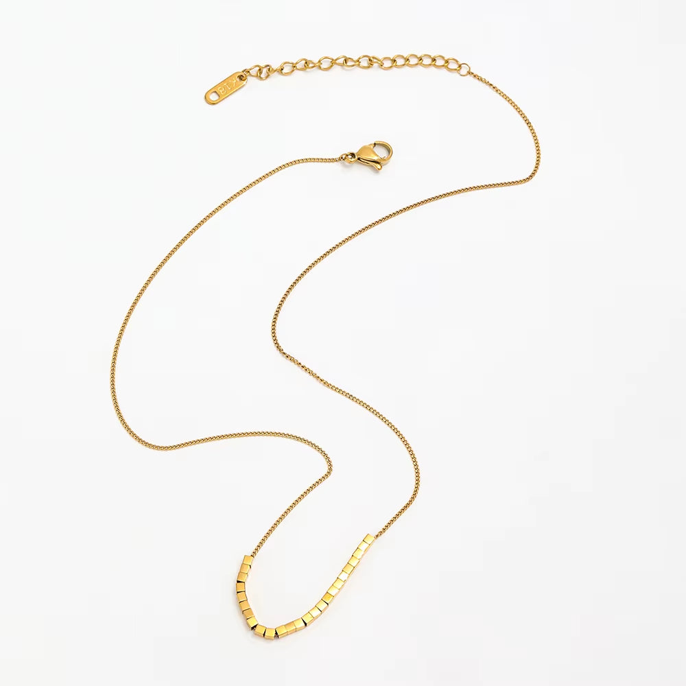 Joolim Jewelry 18K Gold Plated Boxes Pendant Necklace Stainless Steel Fashion Jewelry Wholesale for Women