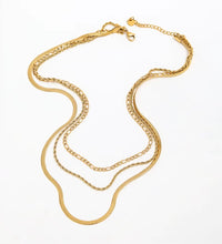 Joolim Jewelry Gold Plated Figaro Chain Rope Chain Snake Chain Three Layer Necklace Stainless Steel Jewelry Wholesale