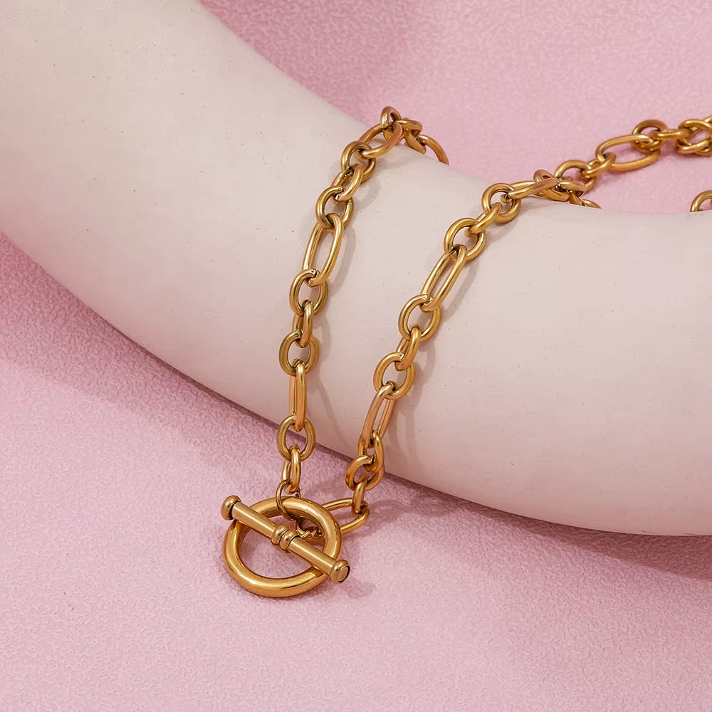 Joolim 18K Gold Plated Chunky Link Chain Toggle Necklace Stainless Steel Necklace Jewelry Wholesale