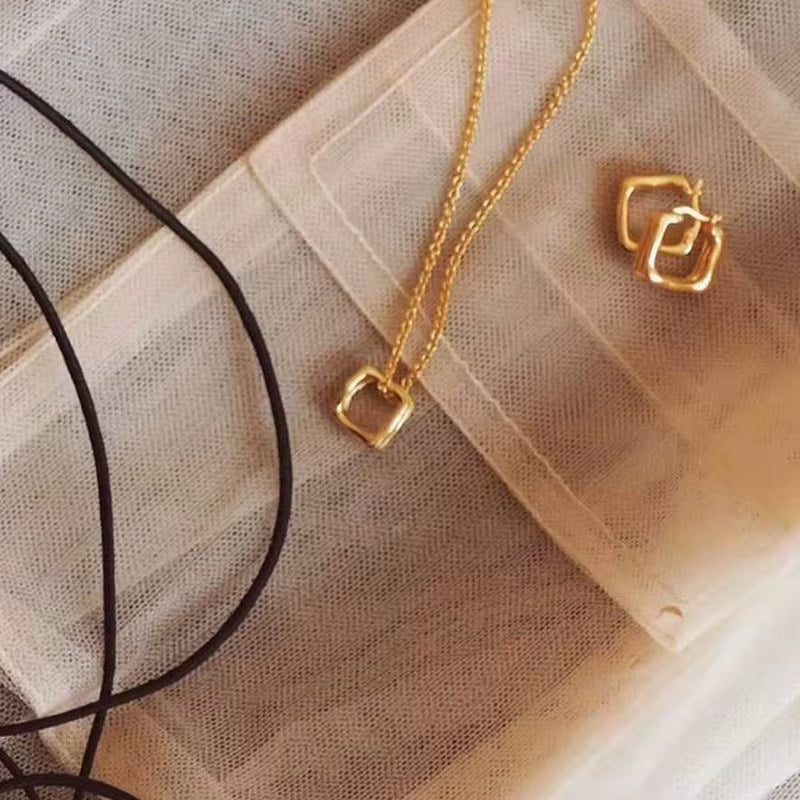 Joolim Jewelry 18K Gold Plated Simple Geometric Pendant Necklace Stainless Steel Necklace