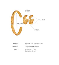 High End Gold Plated Stainless Steel Moon Star Relief Zirconia Cuff Bracelet for Women Wholesale Jewelry