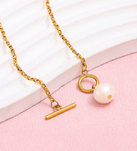 Joolim Jewelry 18K Gold Plated Fresh Water Pearl Pendant Toggle Chain Necklace Stainless Steel Jewelry