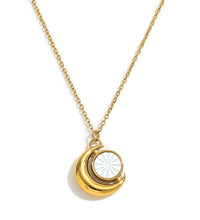 Joolim Jewelry 18K Gold Plated Waterproof&No Fade Fashion Simple Elegant Moon Shell Pendant Necklace Stainless Steel Jewelry