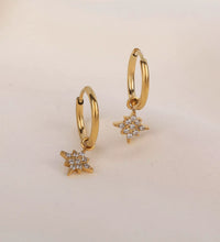 18K Pvd Dainty Elegant CNC Cubic Zirconia Pave Heart Waterdrop Starburst Cross Stainless Steel Hoop Earring Fine Jewelry