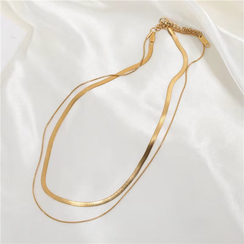 18K Plated Snake Chain Choker Necklace Stainless Steel Necklace for Women Basic Chain Drop Shipping