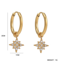 18K Pvd Dainty Elegant CNC Cubic Zirconia Pave Heart Waterdrop Starburst Cross Stainless Steel Hoop Earring Fine Jewelry