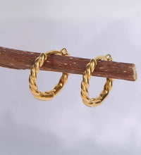 18K Pvd Dainty Thin Classic Rope Chain Stainless Steel Hoop Earring Versatile Fashion Jewelry