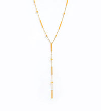 Joolim Jewelry Dainty Square Bar Bead Y Tassel Pendant Necklace 18K Gold Plated Stainless Steel Trendy Necklace