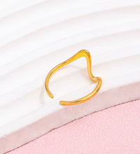 Joolim Jewelry Wholesale 18K Gold Plated Resizable Adjustable Dainty Waved Irregular Lines Stainless Steel Open Ring for Women