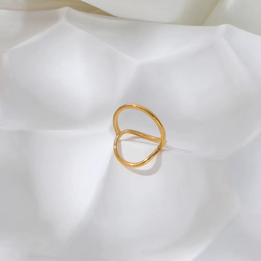 High End 18K Plain Gold Simple Large Circle Rings Stainless Steel Trendy Simple Gold Plated Jewelry