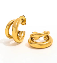 Joolim 18K Gold Plated Wholesale Waterproof&Tarnish Free Fashion Versatile Simple Double C Hoop Earring Stainless Steel Jewelry