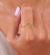 Joolim Jewelry 18K Gold Plated Stainless Steel Line Waved Sea Gull Rings for Women