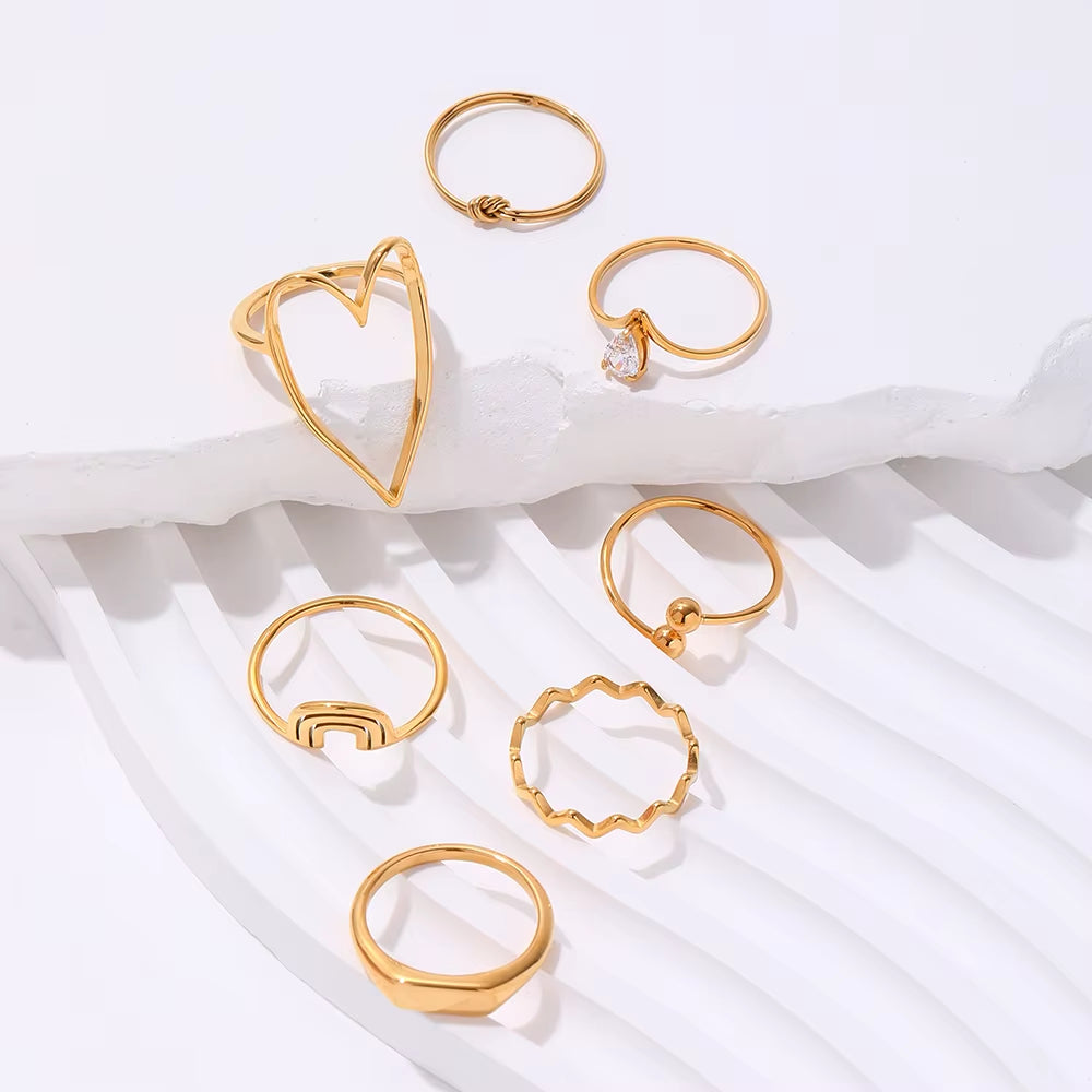 High End 18K PVD Gold Plated Geometric Rings Cute Rings for Women Trendy Stainless Steel Jewelry Wholesale