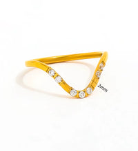 Joolim Jewelry Wholesale 18K Gold Plated Dainty 8 Zirconia CNC Inlay Waved Lines Stainless Steel Ring for Women Gift