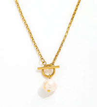 Joolim Jewelry 18K Gold Plated Fresh Water Pearl Pendant Toggle Chain Necklace Stainless Steel Jewelry