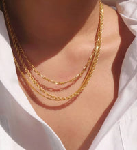 Joolim Jewelry Gold Plated Figaro Chain Rope Chain Snake Chain Three Layer Necklace Stainless Steel Jewelry Wholesale