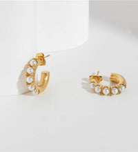 New Trendy Earring 18K Gold Plated Basic Pearl Hoop Earrings for Women Stainless Steel Fashion Jewelry Wholesale