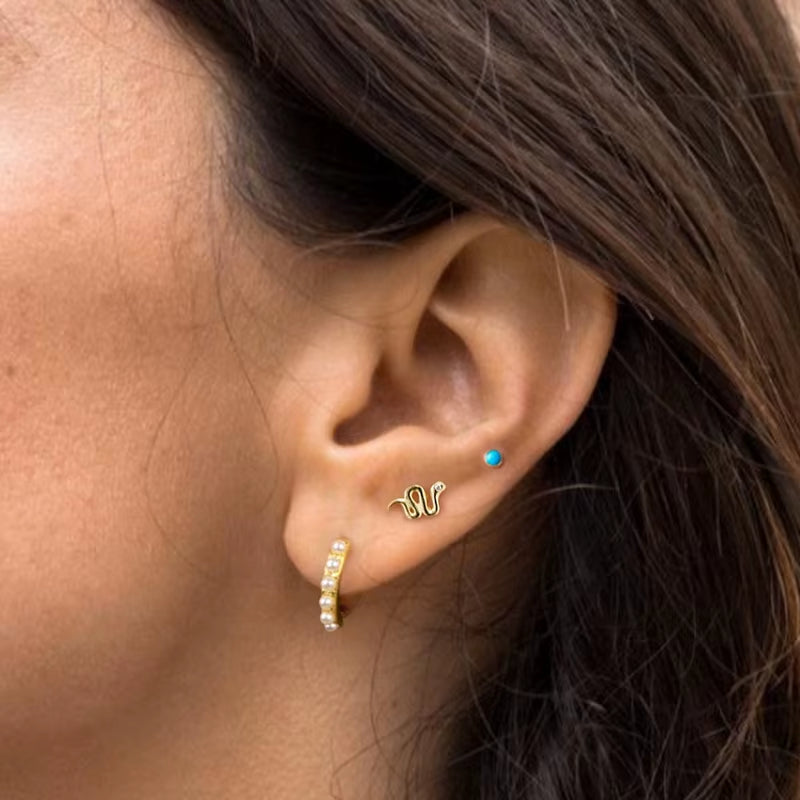 925 Sterling Silver Turquoise Eyes Stud Earrings Europe and American Hot Sell Silver Jewelry