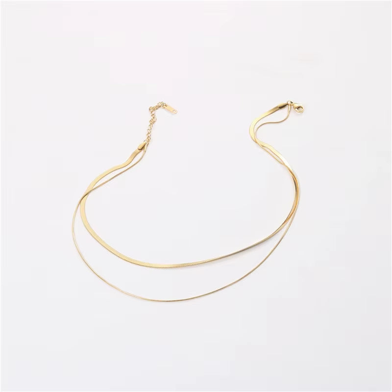 18K Plated Snake Chain Choker Necklace Stainless Steel Necklace for Women Basic Chain Drop Shipping