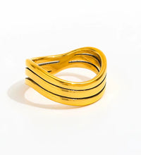 Joolim High End 18K Gold Plated Three Layer Hollow Waved Ring for Women Finger Ring Wholesale