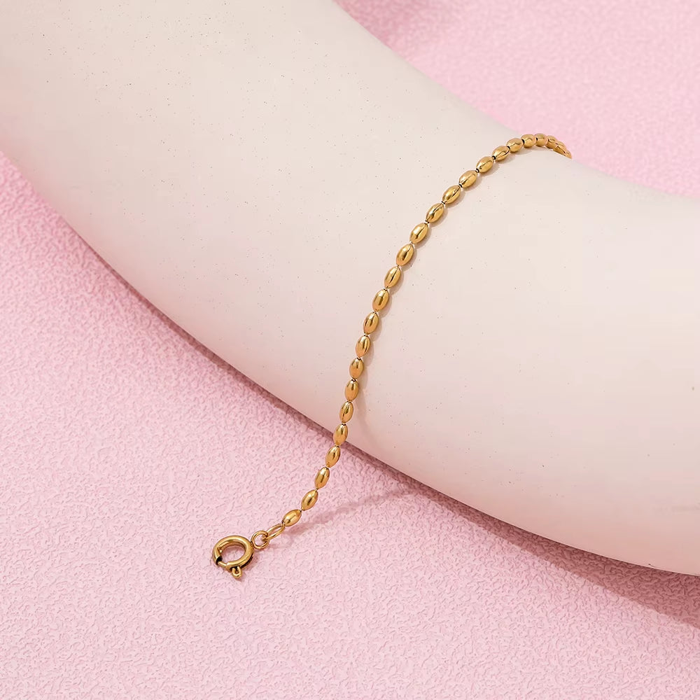 High End Stainless Steel Oval Beads String Bracelet for Women Wholesale Jewelry