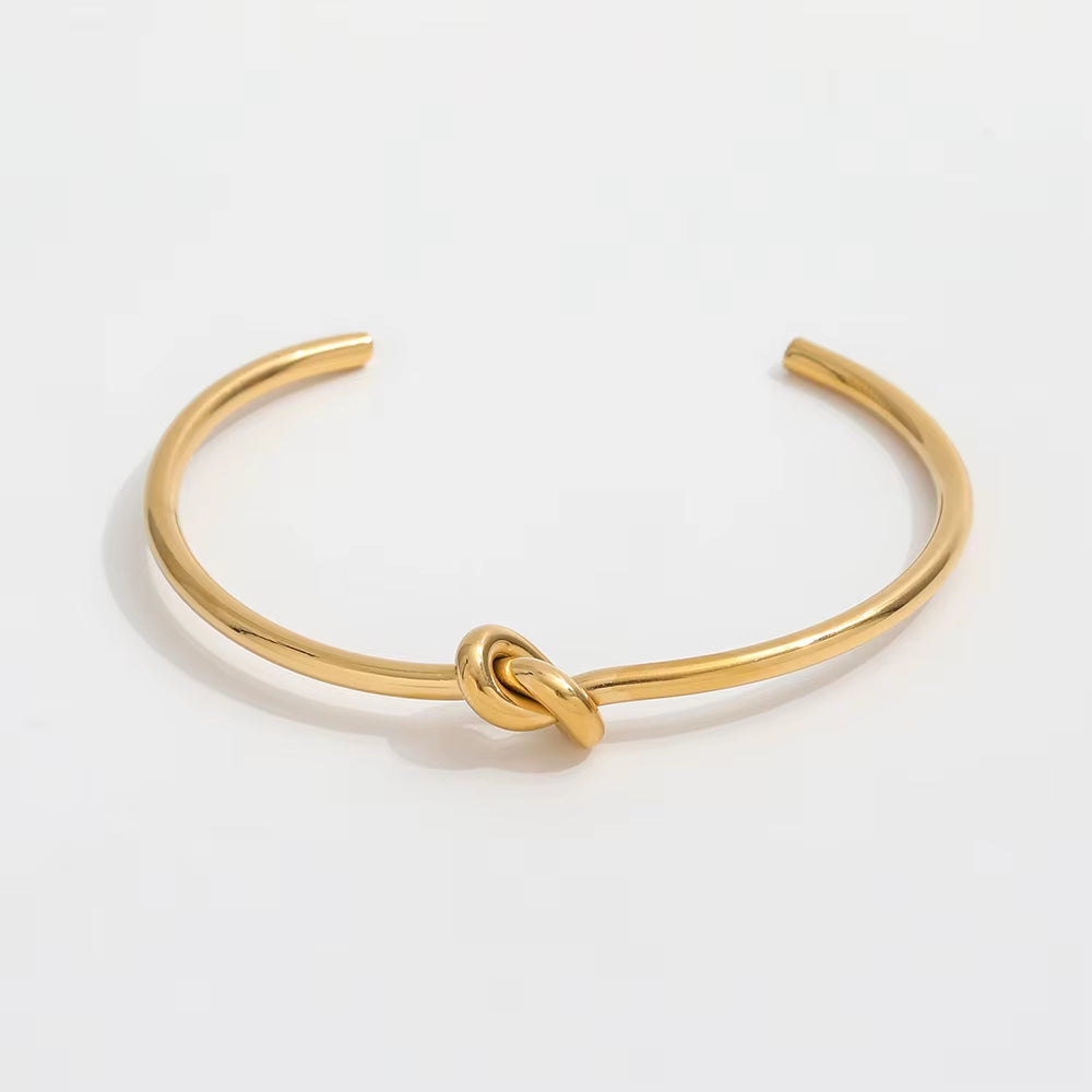 High End Gold Plated Stainless Steel Knot Cuff Bracelet for Women Wholesale Jewelry