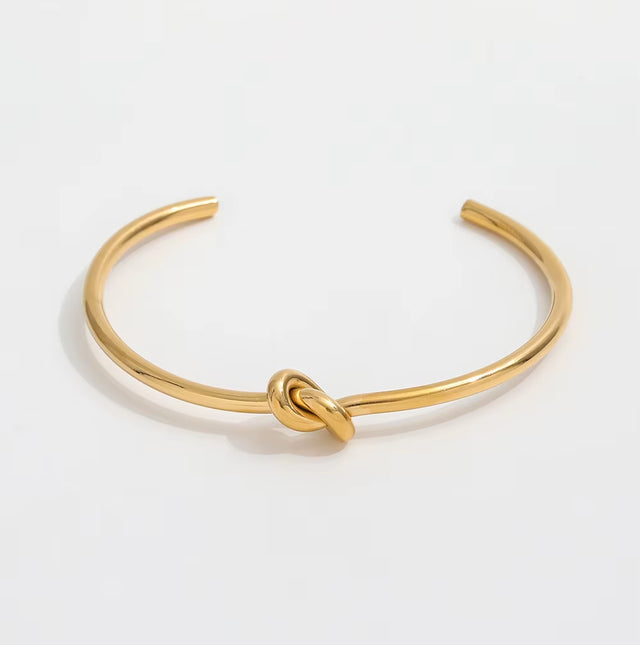 High End Gold Plated Stainless Steel Knot Cuff Bracelet for Women Wholesale Jewelry