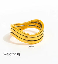 Joolim High End 18K Gold Plated Three Layer Hollow Waved Ring for Women Finger Ring Wholesale