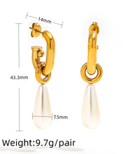 Joolim 18K Gold Plated Wholesale No Fade Elegant Detachable Teardrop round Pearl Hoop Earring Stainless Steel Jewelry