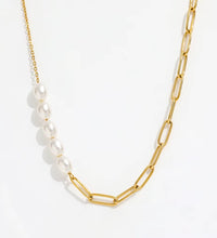 High End 18K Gold Plated Jewelry Wholesale Pearl Paper Pin Mixed Chain Necklace Asymmetric Stainless Steel Fashion Jewelry