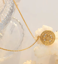 JOOLIM High End Stainless Steel Zirconia Zodiac Pointer Coin Pendant Necklace 18K Gold Plated Jewelry Wholesale