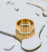 High End 18K PVD Gold Plated Stylish Gear Band Rings for Women Stainless Steel Jewelry Tarnish Free Jewelry