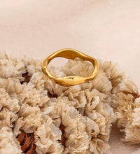 Joolim Jewelry Wholesale High End PVD Waterproof&Non Tarnish Fashion Dainty Arc-Shaped Wave Stainless Steel Ring for Women