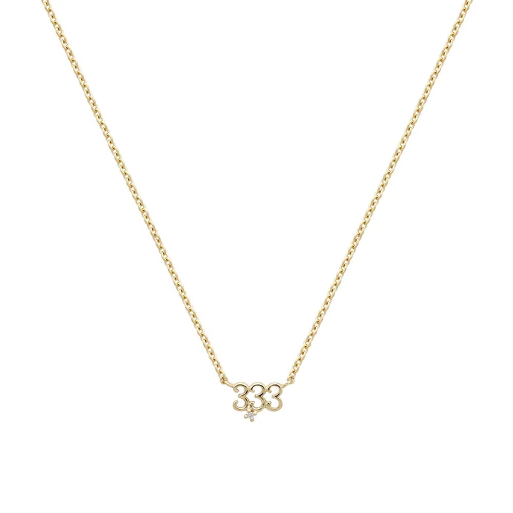 925 Sterling Silver Numbers Zirconia Pendant Necklace Dainty Number 111 444 777 Chain Silver Fashion Gift Jewelry