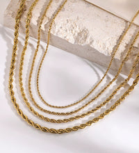Joolim Jewelry 18K Gold Plated Simple Rope Chain Necklace Stainless Steel Stackable Jewelry Wholesale 2/3/4/5MM